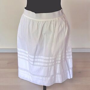 Relativity Pull On A-Line White Cotton Crochet Lace Mini Skirt w Pockets Size PL